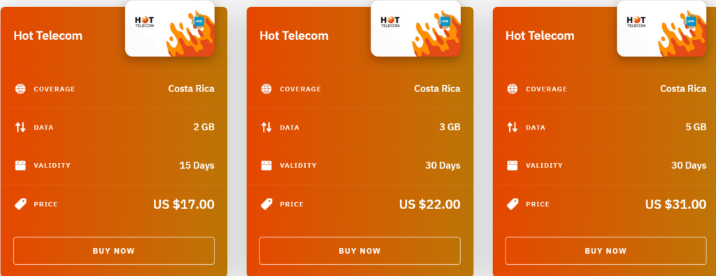 Airalo Costa Rica Hot Telecom eSIM with Prices
