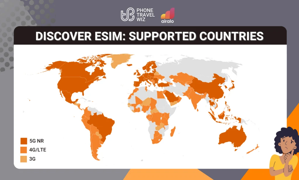 Airalo Discover Global Eligible Countries Map Infographic by Phone Travel Wiz (October 2023 Version)