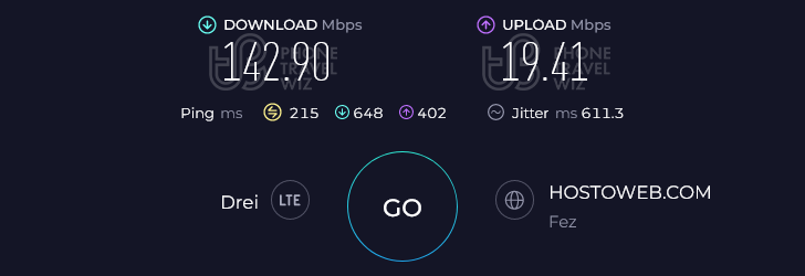 Airalo Discover+ in Morocco Speed Test at Settat Afriquia Aire de Repos (142.90 Mbps)