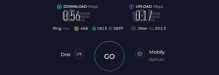 Airalo Discover in Saudi Arabia Speed Test at King Abdulaziz International Airport Arrivals Hall (0.56 Mbps)