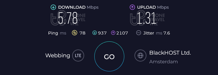 Airalo Eurolink in Spain Speed Test at Málaga-Costa del Sol Airport Departure Terminal (Gates D) (1.31 Mbps)