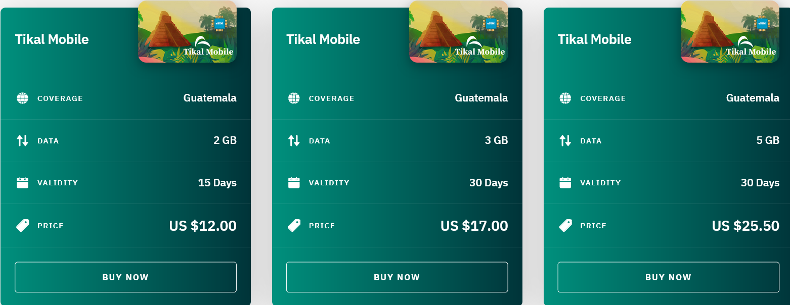 Airalo Guatemala Tikal Mobile eSIM with Prices