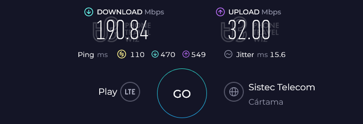 Airalo Guay Mobile Spain Speed Test at Parque de Ejercicios (190.84 Mbps)