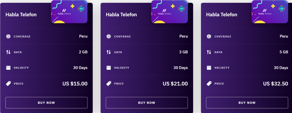 Airalo Peru Habla Telefon eSIM with Prices