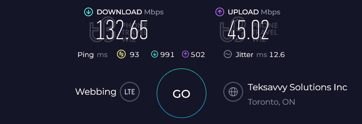 Airalo Tuque Mobile Canada Speed Test at Toronto Railway Museum (132.65 Mbps)