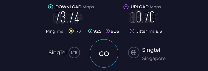 Airalo Xie Xie Speed Test at Q Square Mall (73.74 Mbps)