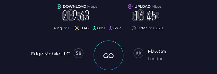 Alosim Saudi Arabia Speed Test at Novotel Jeddah Tahlia (219.63 Mbps)