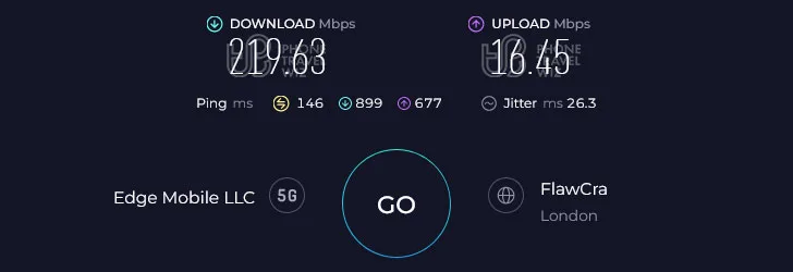 Alosim Saudi Arabia Speed Test at Novotel Jeddah Tahlia (219.63 Mbps)