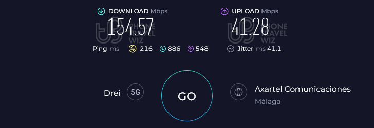 Holafly Europe Speed Test at Centro Comercial Larios Centro (154.57 Mbps)