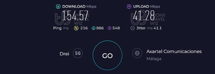 Holafly Europe Speed Test at Centro Comercial Larios Centro (154.57 Mbps)