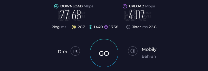 Holafly Speed Test at King Abdulaziz International Airport Immigration & Baggage Claim (27.68 Mbps)