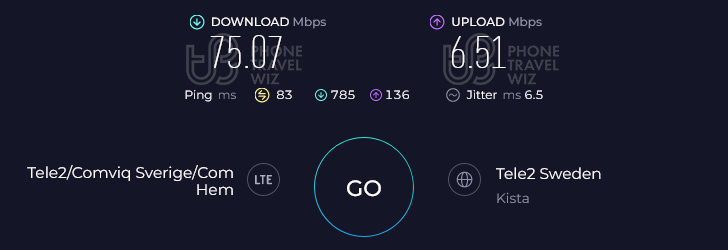 Nomad Europe Speed Test at Centro Comercial Larios Centro (75.07 Mbps)