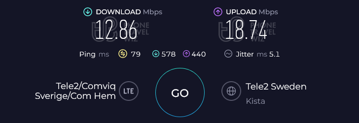 Nomad Europe Speed Test at Parque de Ejercicios (12.86 Mbps)