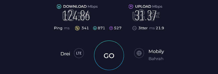 Nomad Middle East in Saudi Arabia Speed Test at Red Sea Mall (124.86 Mbps)