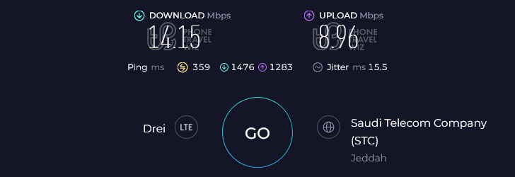 Nomad Saudi Arabia Speed Test at Albaik Nahdat at Talif (14.15 Mbps)