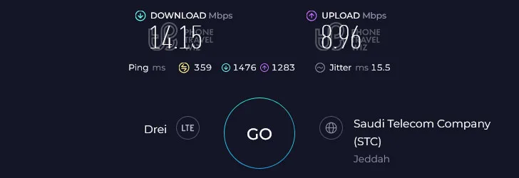 Nomad Saudi Arabia Speed Test at Albaik Nahdat at Talif (14.15 Mbps)