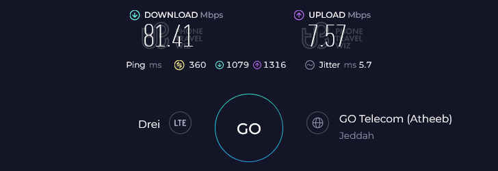 Nomad Speed Test at Novotel Jeddah Tahlia (81.41 Mbps)