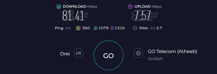 Nomad Speed Test at Novotel Jeddah Tahlia (81.41 Mbps)