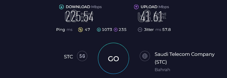 STC Saudi Arabia Speed Test at Albaik Nahdat at Talif (41.61 Mbps)