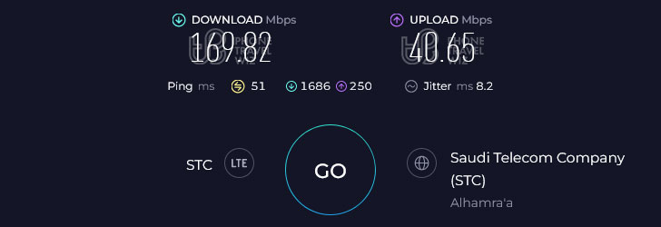 STC Saudi Arabia Speed Test at Red Sea Mall (40.65 Mbps)