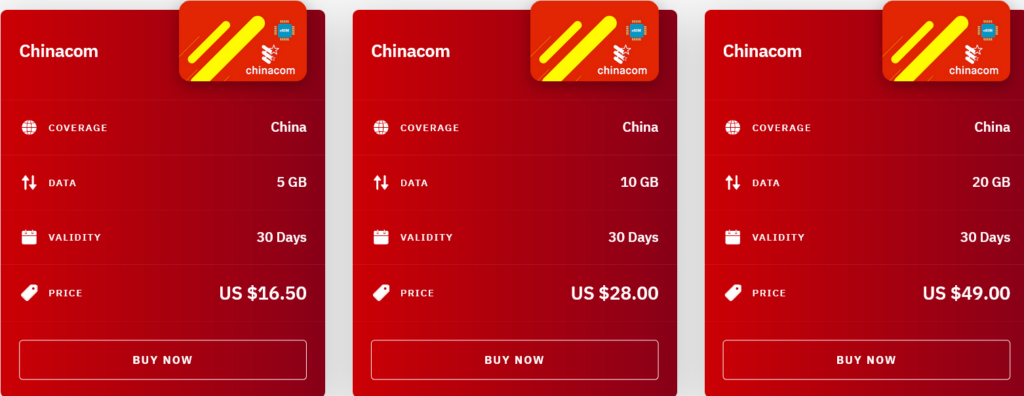 Airalo China Chinacom eSIM with Prices