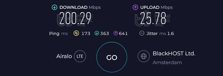 Airalo Eurolink in Turkey Speed Test at Acıbadem Metrobüs (200.29 Mbps)