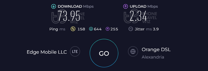 Airalo Giza Mobile Egypt Speed Test at Citadel of Qaitbay (73.95 Mbps)