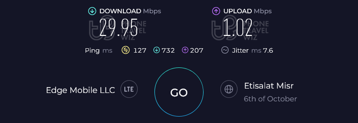 Airalo Giza Mobile Egypt Speed Test at Novotel Cairo Airport (29.95 Mbps)