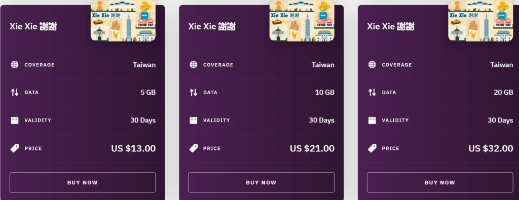 Airalo Taiwan Xie Xie eSIM with Prices