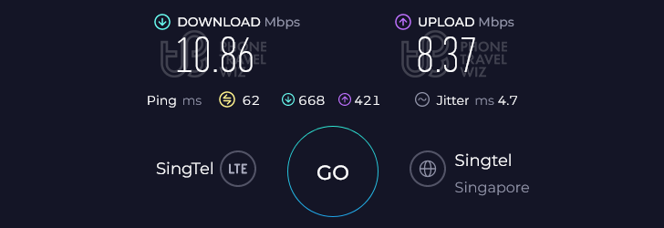 Airalo Xin Chao Vietnam Speed Test at Diamond Plaza (10.86 Mbps)