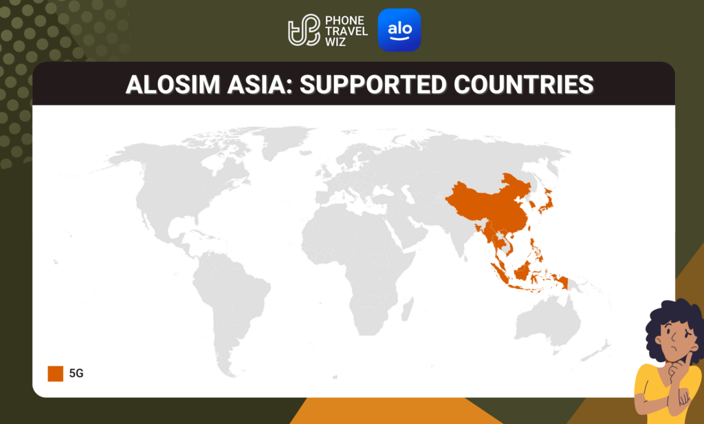 Alosim Asia eSIM Map Infographic by Phone Travel Wiz (December 2023 Version)