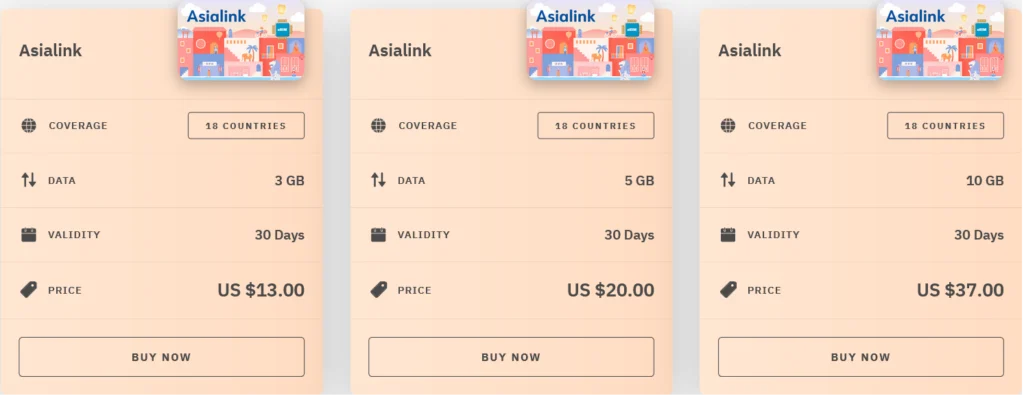 Airalo Asia Asialink eSIM with Prices