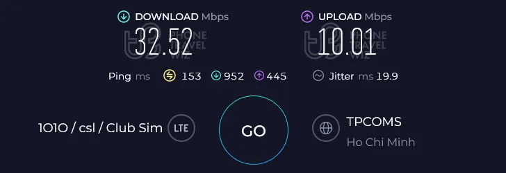 Nomad Vietnam Speed Test at Diamond Plaza (32.52 Mbps)