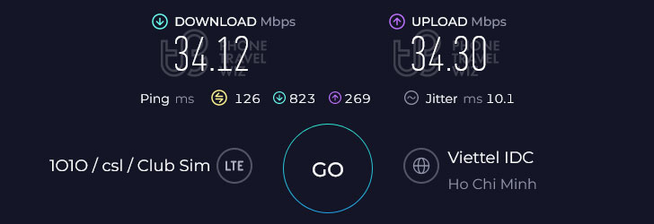 Nomad Vietnam Speed Test at Ho Chi Minh City Tan Son Nhat International Airport International Terminal Arrivals Hall (34.12 Mbps)
