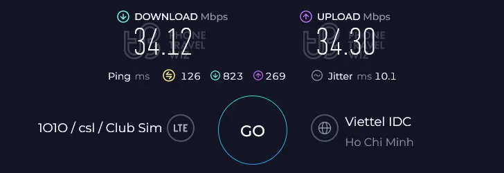 Nomad Vietnam Speed Test at Ho Chi Minh City Tan Son Nhat International Airport International Terminal Arrivals Hall (34.12 Mbps)