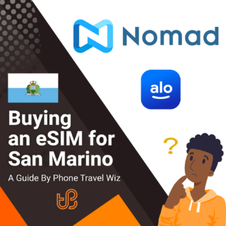 Buying an eSIM for San Marino Guide (logos of Nomad & Alosim)