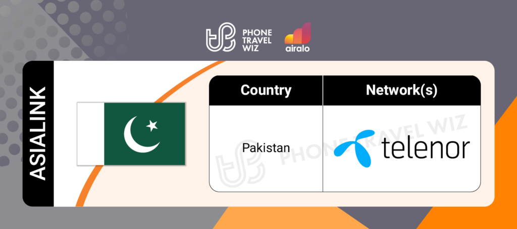 Airalo Asia Asialink eSIM Supported Networks in Pakistan Infographic by Phone Travel Wiz