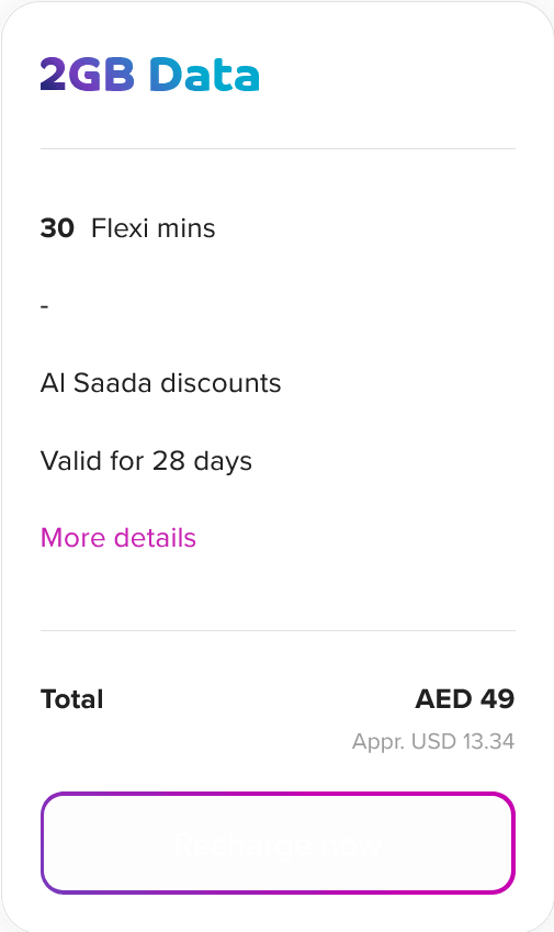 Du United Arab Emirates 2 GB Tourist SIM Card