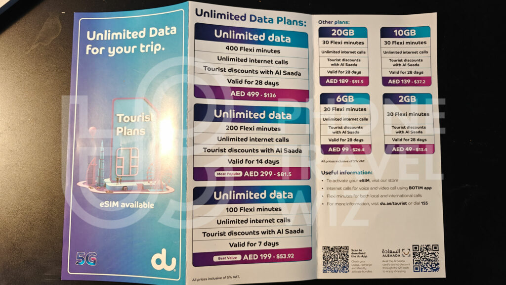 Du United Arab Emirates Plans Sold at Dubai International Airport