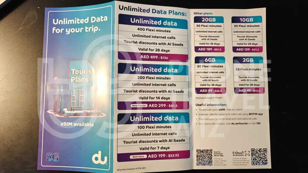 Du United Arab Emirates Plans Sold at Dubai International Airport