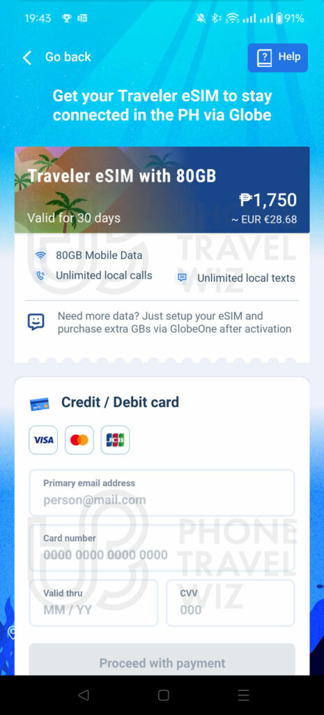 Globe Philippines Tourist eSIM on the GlobeOne App 3