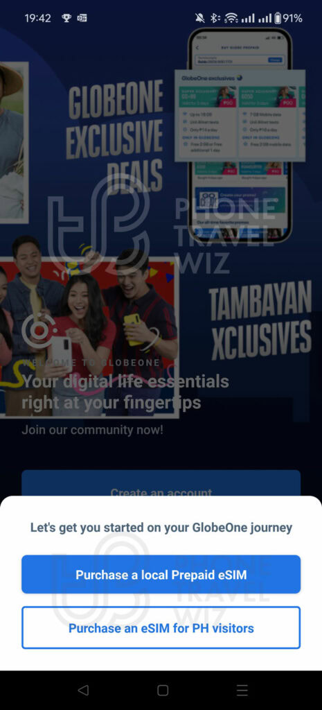 Globe Philippines Tourist eSIM on the GlobeOne App