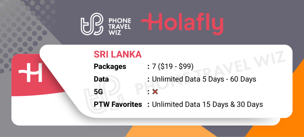Holafly eSIMs for Sri Lanka Details Infographic by Phone Travel Wiz