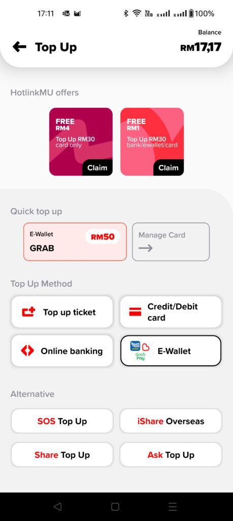 Hotlink Malaysia Top Up on the App