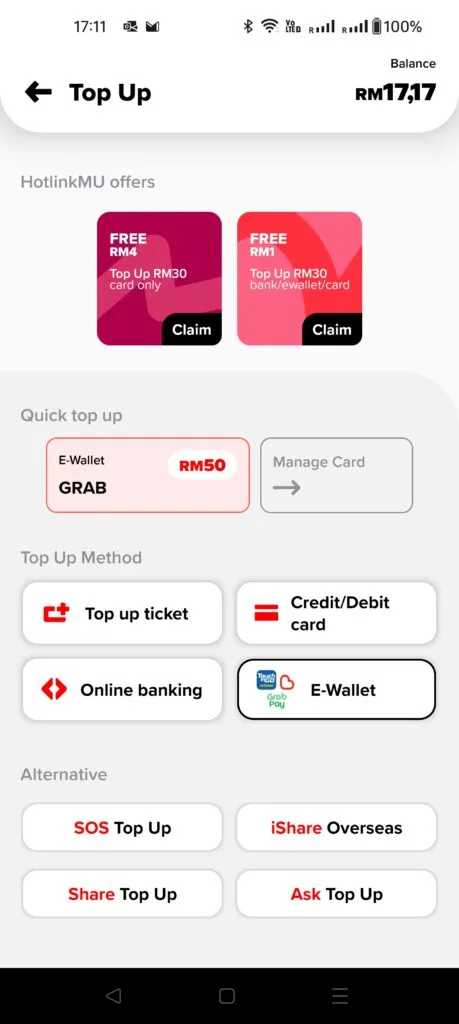 Hotlink Malaysia Top Up on the App