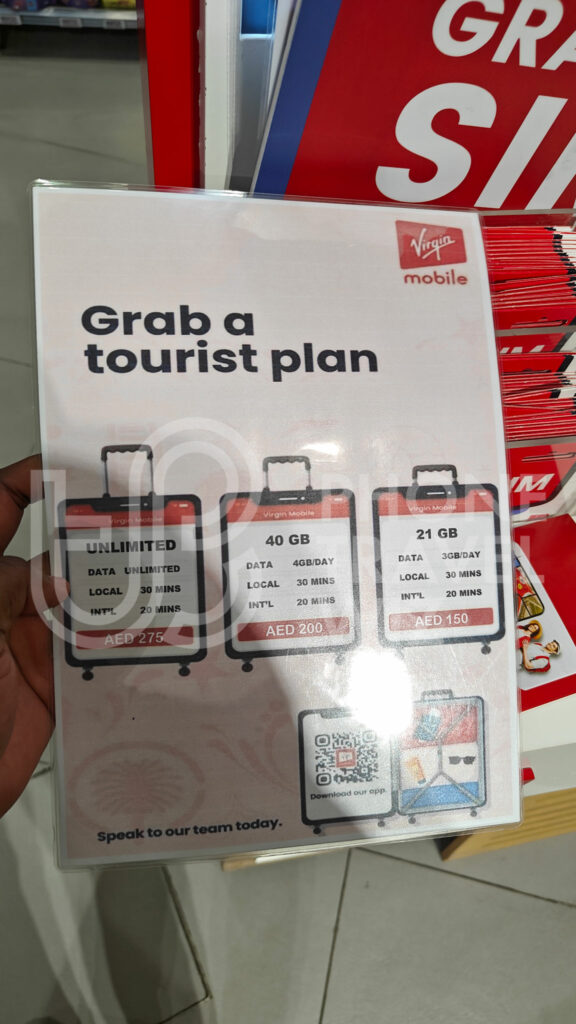 Virgin Mobile Tourist Plans Shown at Terminal 3 of Dubai International 