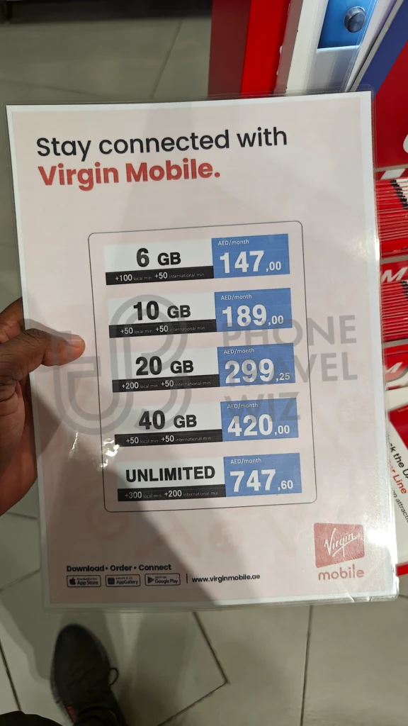 Virgin Mobile Data Plans Shown at Terminal 3 of Dubai International Airport (Part 1)