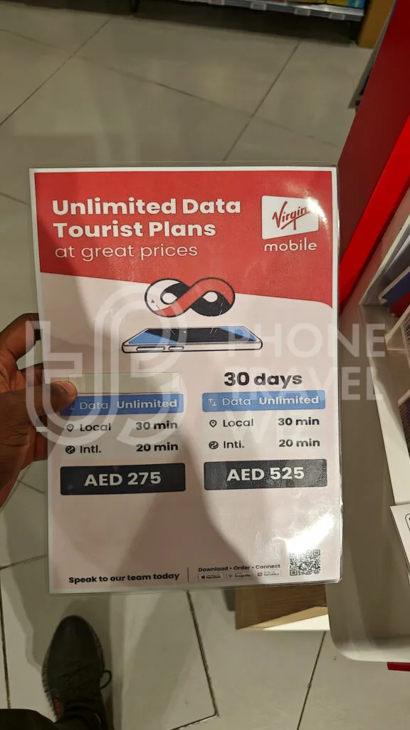 Virgin Mobile Unlimited Data Tourist Plans Shown at Terminal 3 of Dubai International Airport
